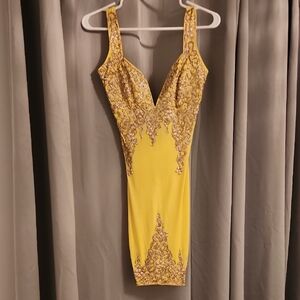 Strapless Yellow and Gold Dress